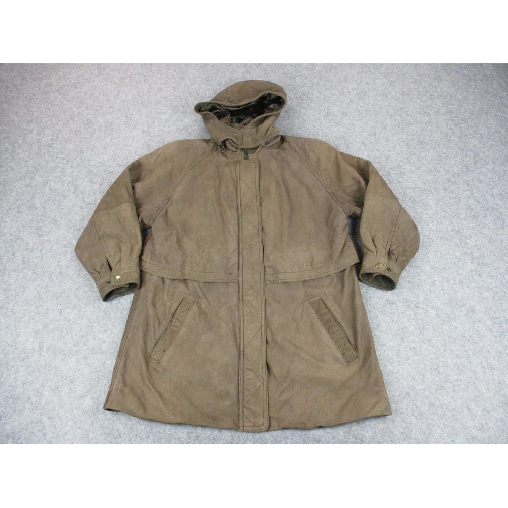 Adventure Bound Jacket Mens Small Brown Leather Suede Parka Removable Liner Coat